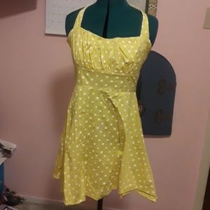 Yellow polka dot pinup dress